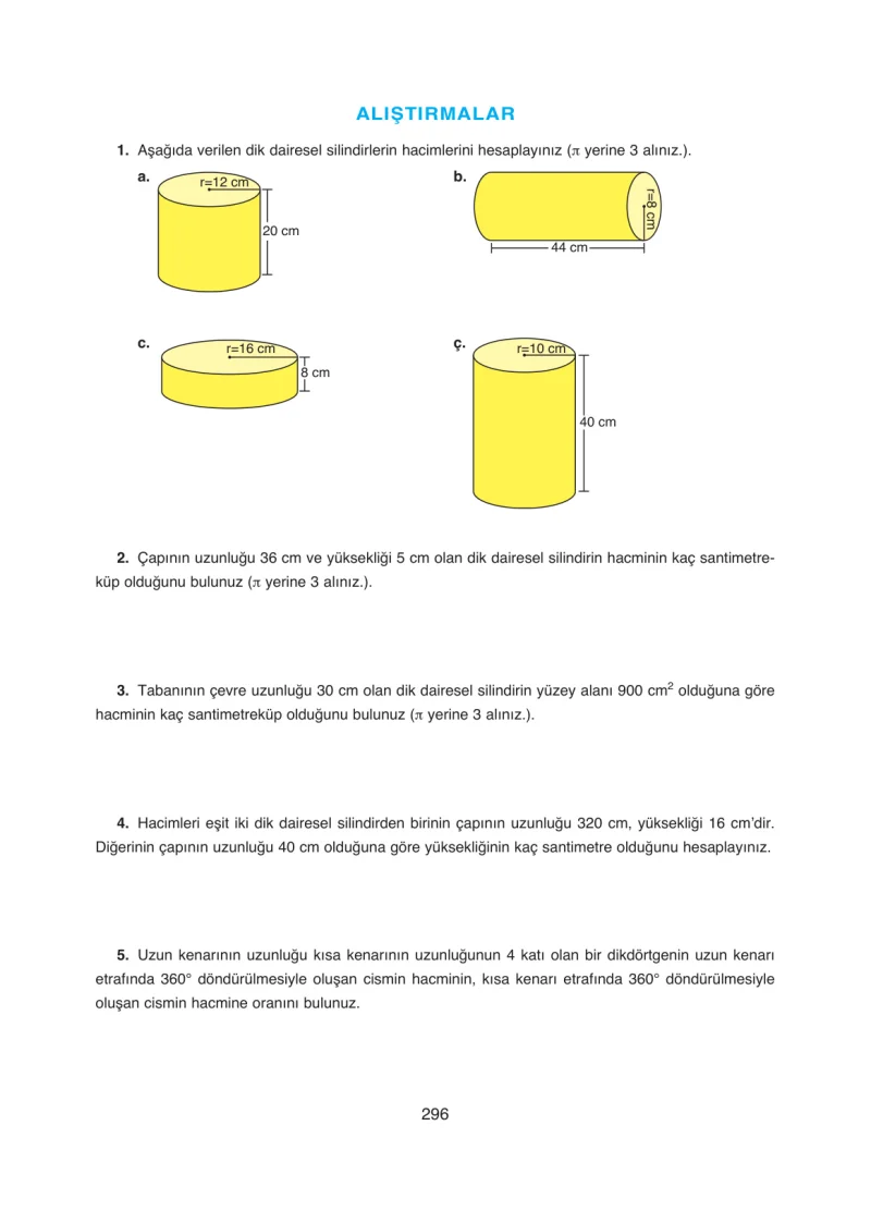 8. Sınıf Matematik Ders Kitabı Cevapları Ada Yayınları Sayfa 296