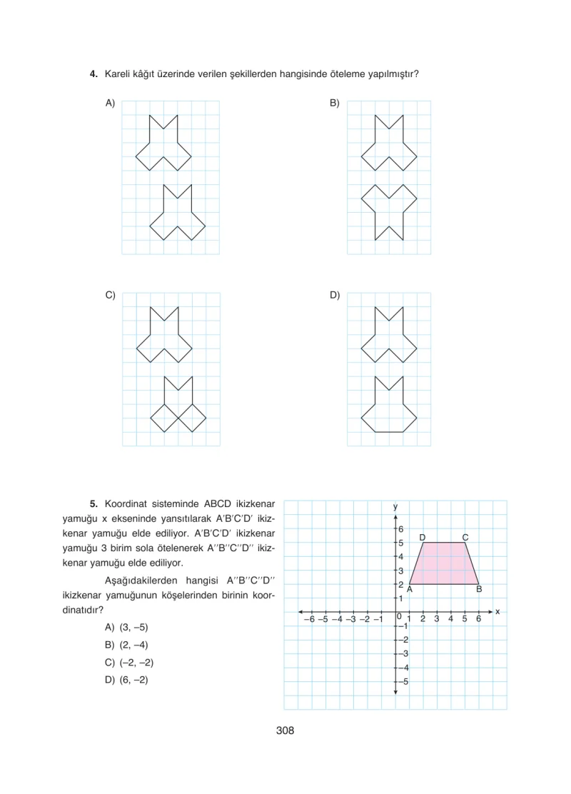 8. Sınıf Matematik Ders Kitabı Cevapları Ada Yayınları Sayfa 308
