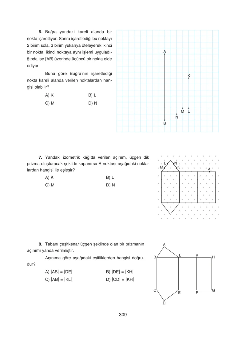 8. Sınıf Matematik Ders Kitabı Cevapları Ada Yayınları Sayfa 309