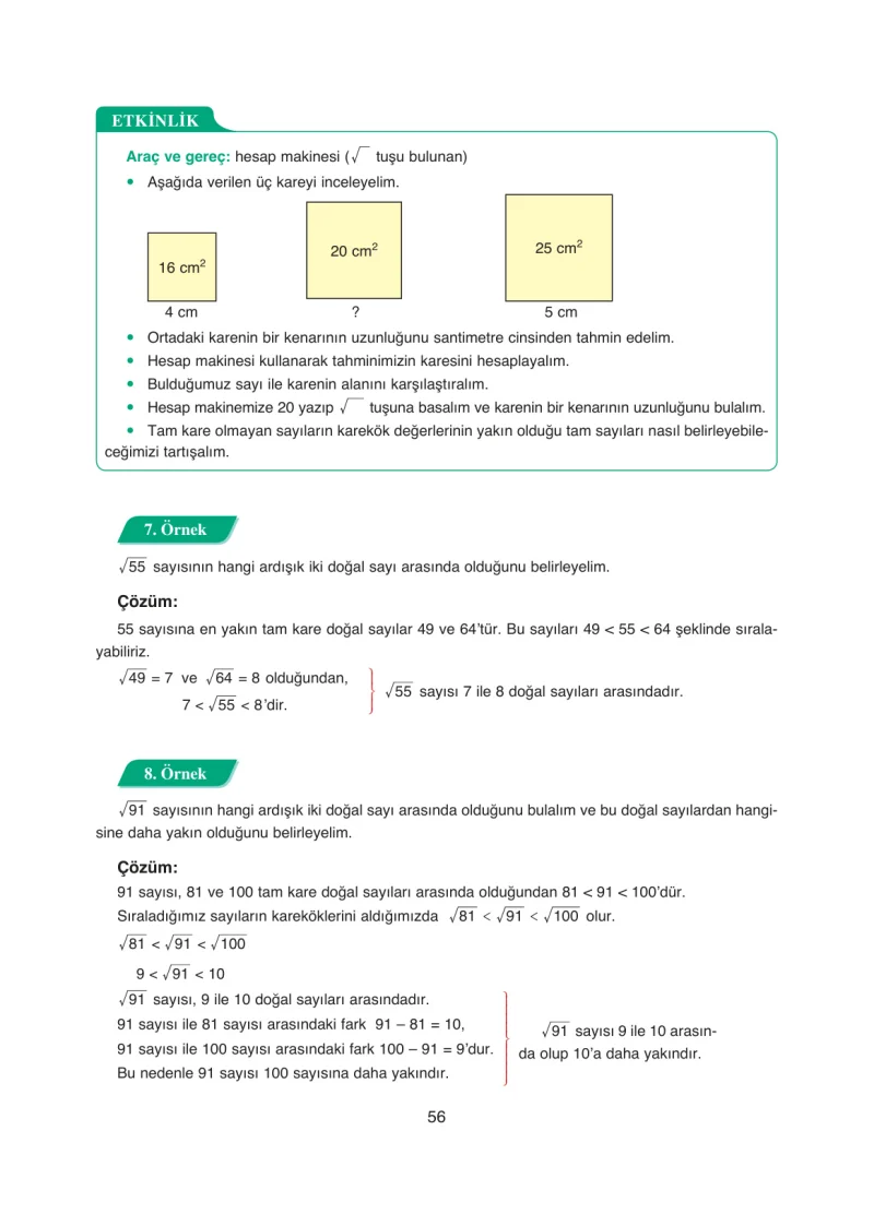 8. Sınıf Matematik Ders Kitabı Cevapları Ada Yayınları Sayfa 56