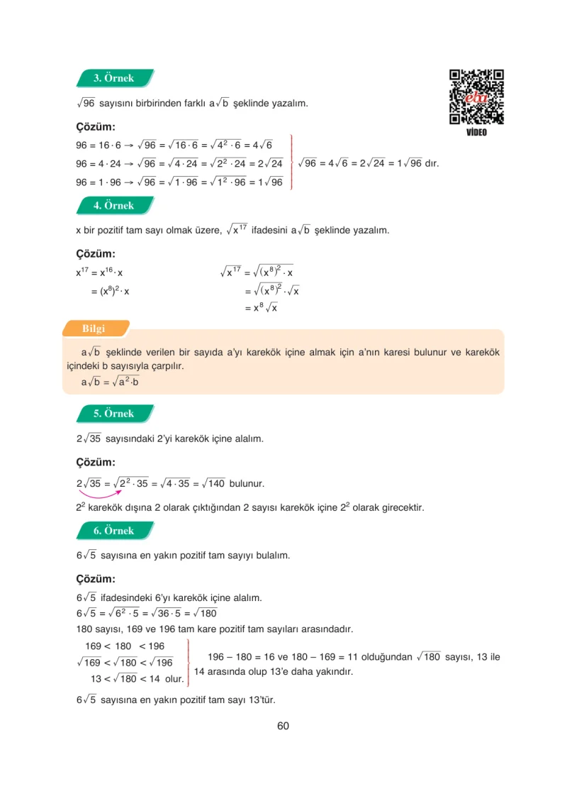 8. Sınıf Matematik Ders Kitabı Cevapları Ada Yayınları Sayfa 60