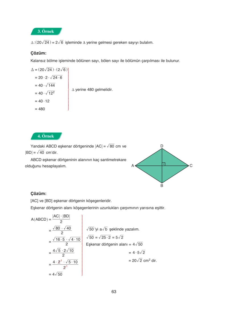 8. Sınıf Matematik Ders Kitabı Cevapları Ada Yayınları Sayfa 63