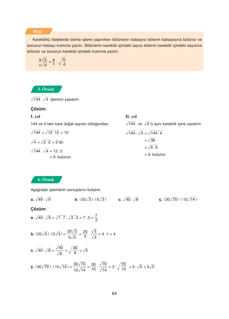 8. Sınıf Matematik Ders Kitabı Cevapları Ada Yayınları Sayfa 64
