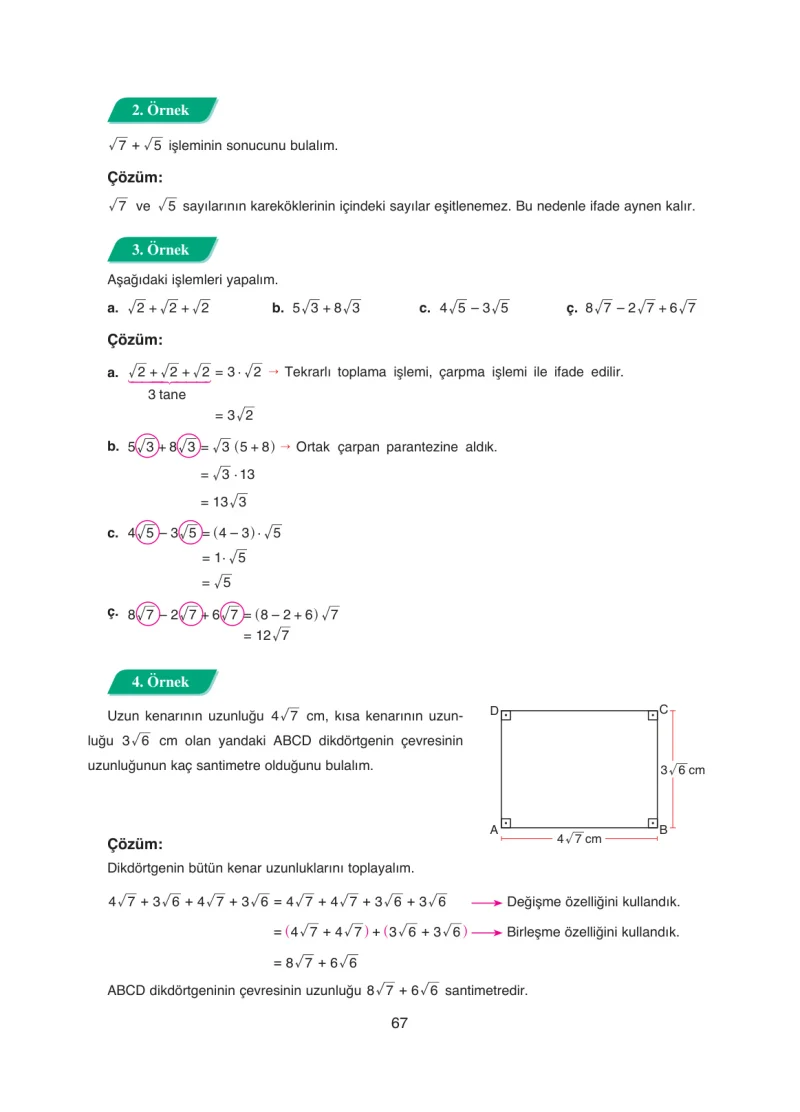 8. Sınıf Matematik Ders Kitabı Cevapları Ada Yayınları Sayfa 67