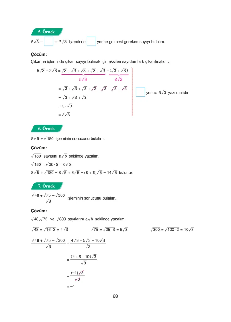 8. Sınıf Matematik Ders Kitabı Cevapları Ada Yayınları Sayfa 68