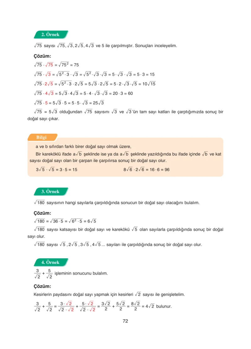 8. Sınıf Matematik Ders Kitabı Cevapları Ada Yayınları Sayfa 72