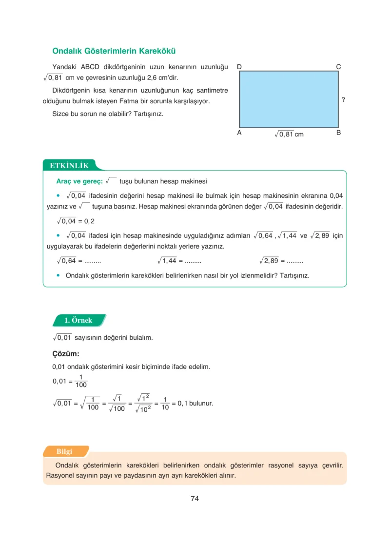 8. Sınıf Matematik Ders Kitabı Cevapları Ada Yayınları Sayfa 74