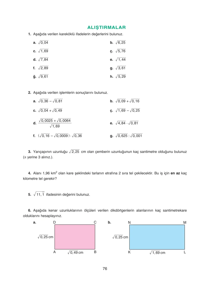 8. Sınıf Matematik Ders Kitabı Cevapları Ada Yayınları Sayfa 76