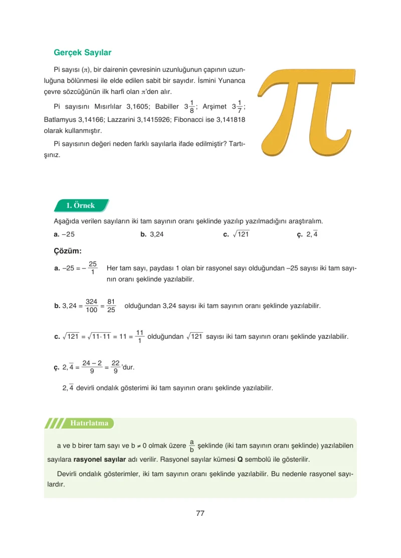 8. Sınıf Matematik Ders Kitabı Cevapları Ada Yayınları Sayfa 77