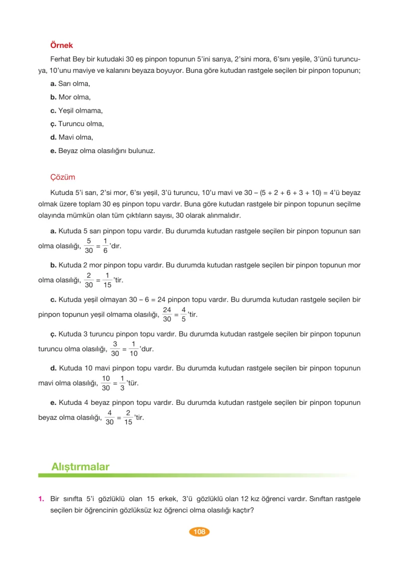8. Sınıf Matematik Ders Kitabı Cevapları Berkay Yayınları Sayfa 108