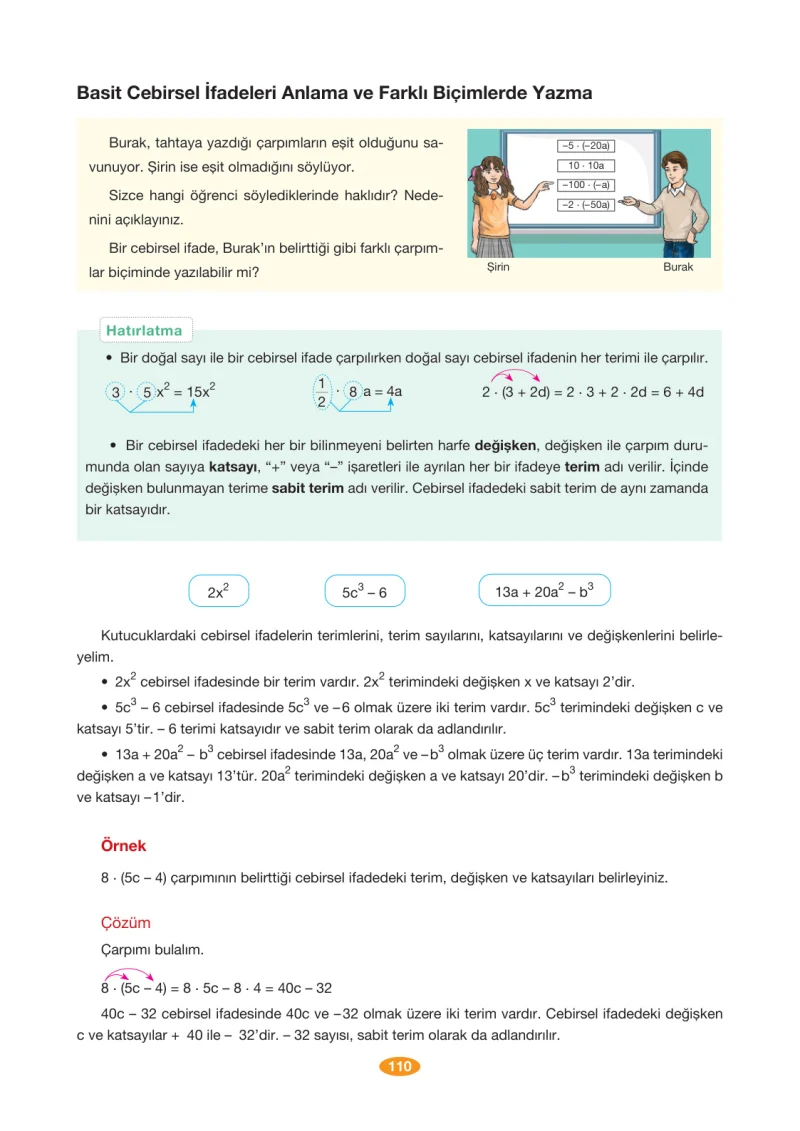 8. Sınıf Matematik Ders Kitabı Cevapları Berkay Yayınları Sayfa 110