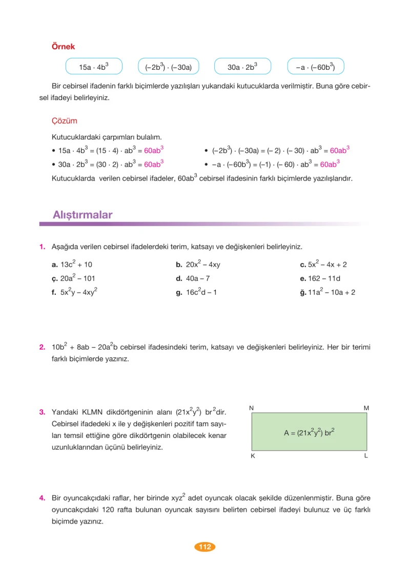 8. Sınıf Matematik Ders Kitabı Cevapları Berkay Yayınları Sayfa 112