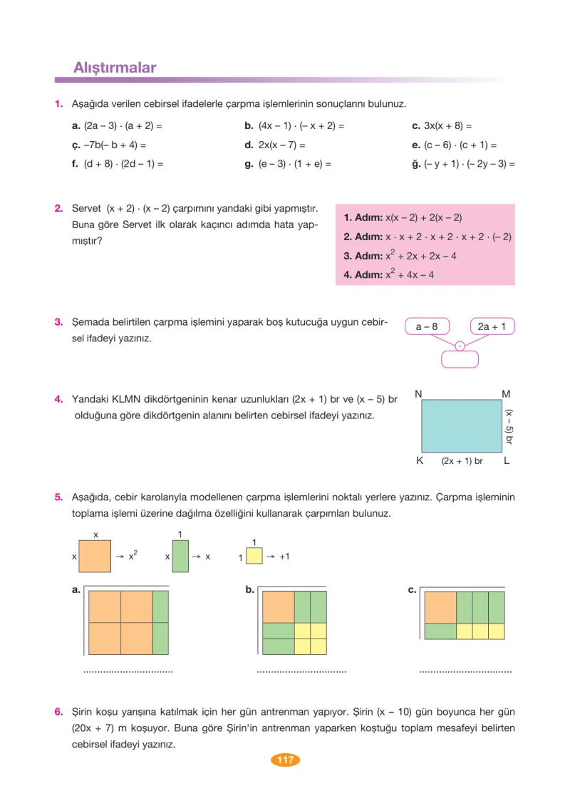 8. Sınıf Matematik Ders Kitabı Cevapları Berkay Yayınları Sayfa 117