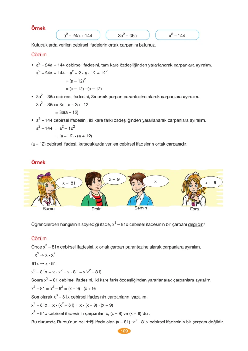 8. Sınıf Matematik Ders Kitabı Cevapları Berkay Yayınları Sayfa 129