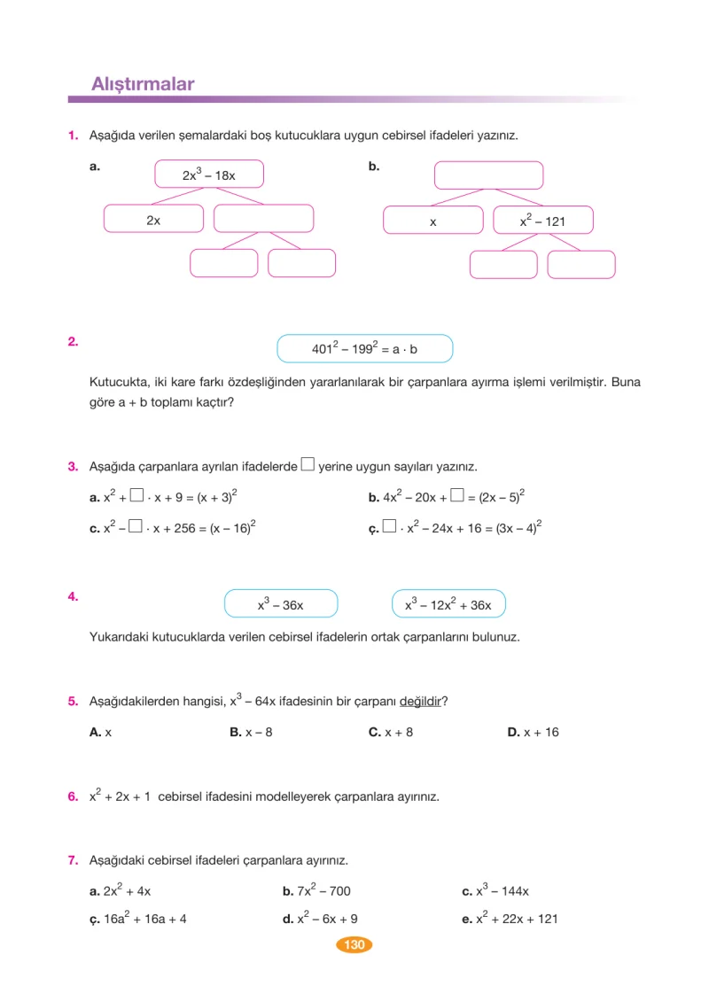 8. Sınıf Matematik Ders Kitabı Cevapları Berkay Yayınları Sayfa 130