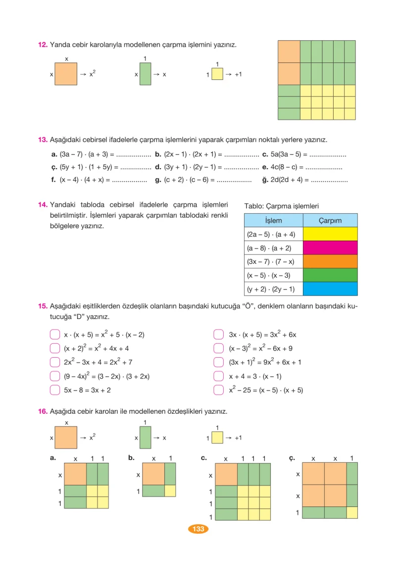 8. Sınıf Matematik Ders Kitabı Cevapları Berkay Yayınları Sayfa 133