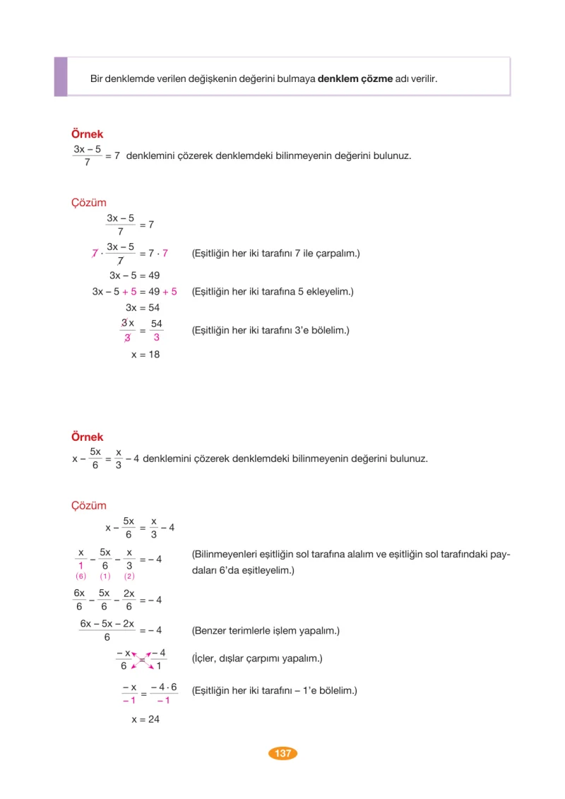 8. Sınıf Matematik Ders Kitabı Cevapları Berkay Yayınları Sayfa 137