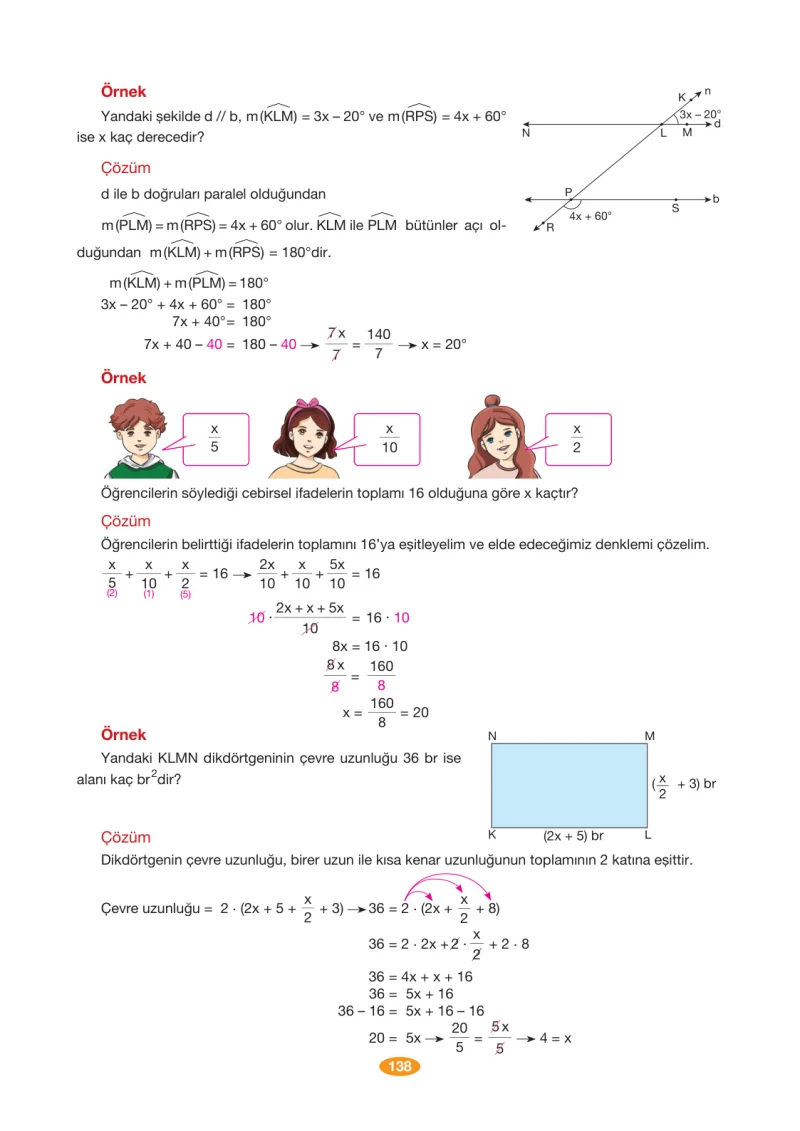 8. Sınıf Matematik Ders Kitabı Cevapları Berkay Yayınları Sayfa 138