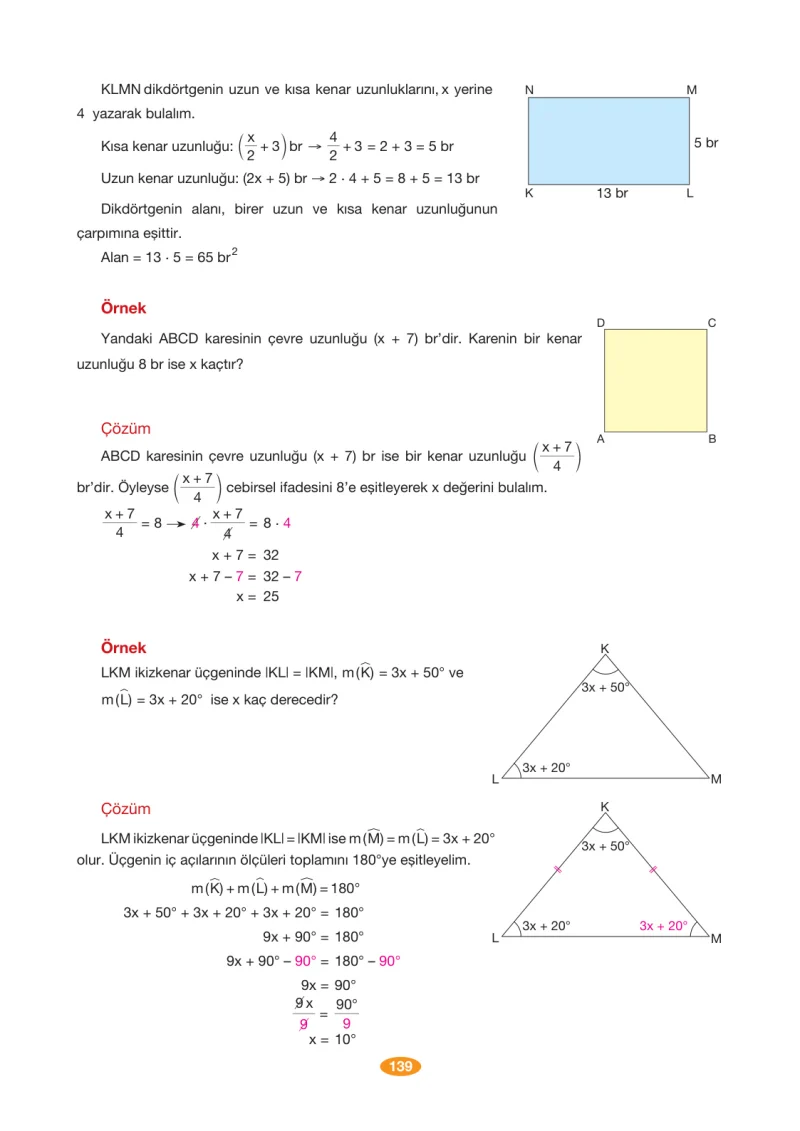 8. Sınıf Matematik Ders Kitabı Cevapları Berkay Yayınları Sayfa 139