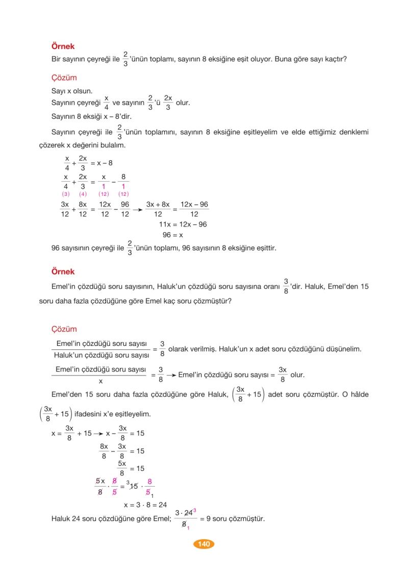 8. Sınıf Matematik Ders Kitabı Cevapları Berkay Yayınları Sayfa 140