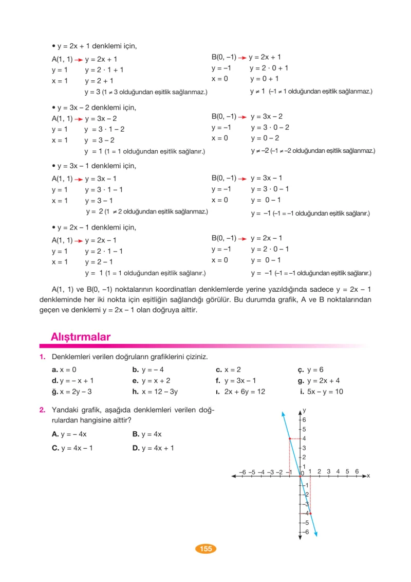8. Sınıf Matematik Ders Kitabı Cevapları Berkay Yayınları Sayfa 155