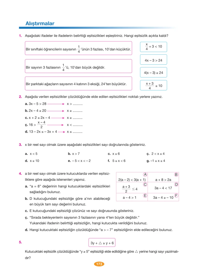 8. Sınıf Matematik Ders Kitabı Cevapları Berkay Yayınları Sayfa 173