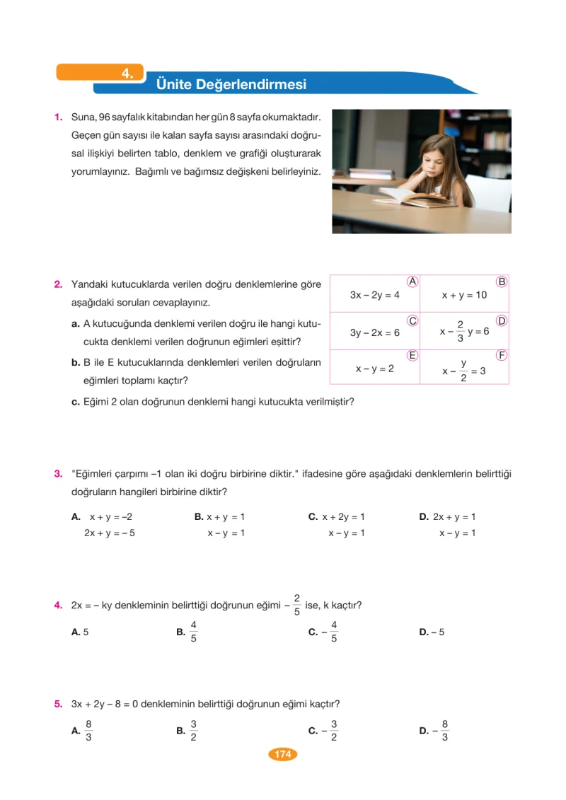 8. Sınıf Matematik Ders Kitabı Cevapları Berkay Yayınları Sayfa 174