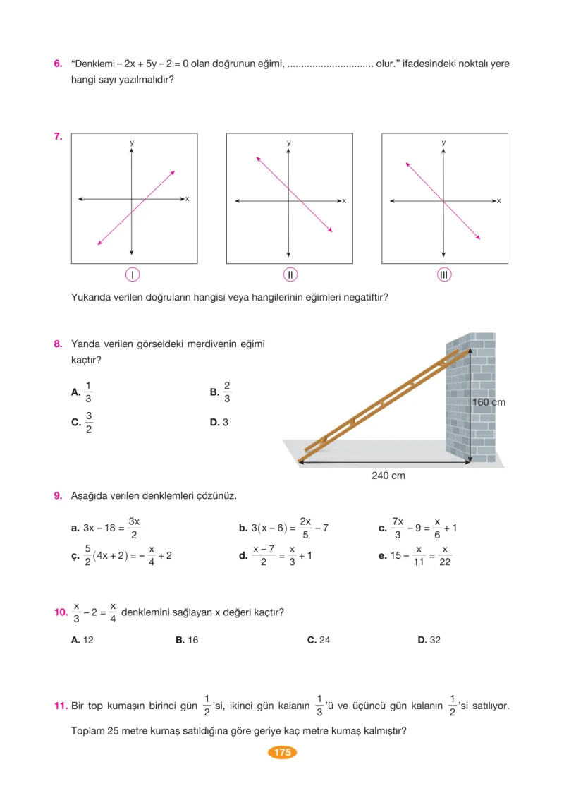 8. Sınıf Matematik Ders Kitabı Cevapları Berkay Yayınları Sayfa 175