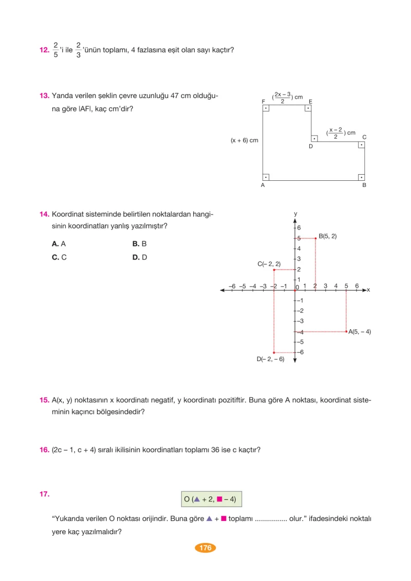8. Sınıf Matematik Ders Kitabı Cevapları Berkay Yayınları Sayfa 176