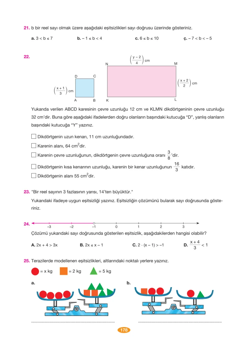 8. Sınıf Matematik Ders Kitabı Cevapları Berkay Yayınları Sayfa 178