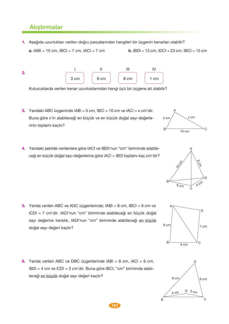 8. Sınıf Matematik Ders Kitabı Cevapları Berkay Yayınları Sayfa 191