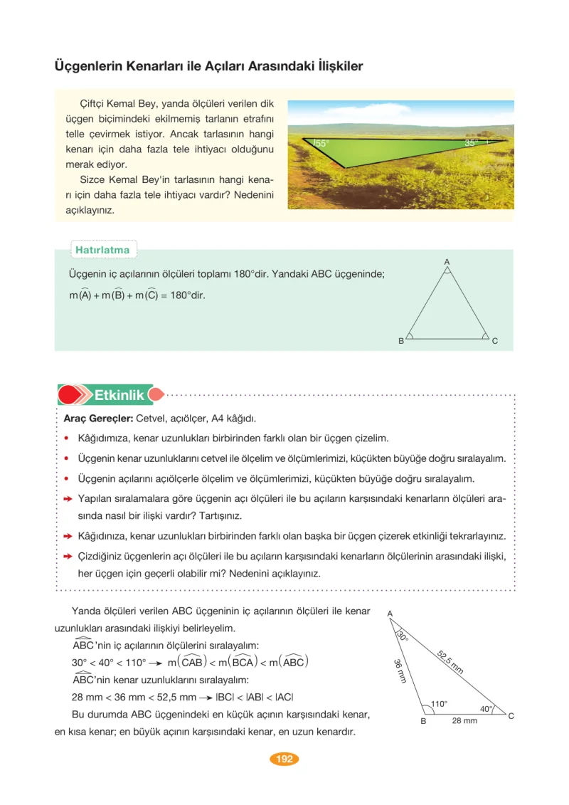 8. Sınıf Matematik Ders Kitabı Cevapları Berkay Yayınları Sayfa 192