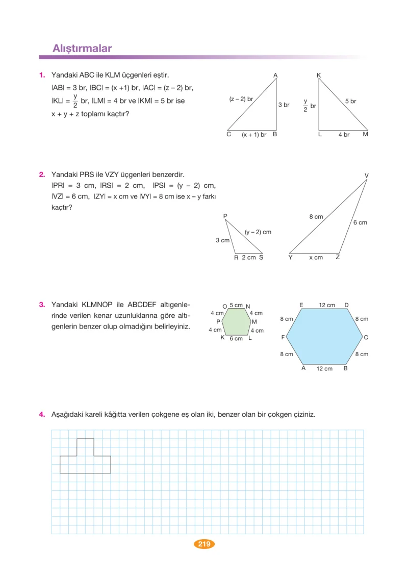 8. Sınıf Matematik Ders Kitabı Cevapları Berkay Yayınları Sayfa 219