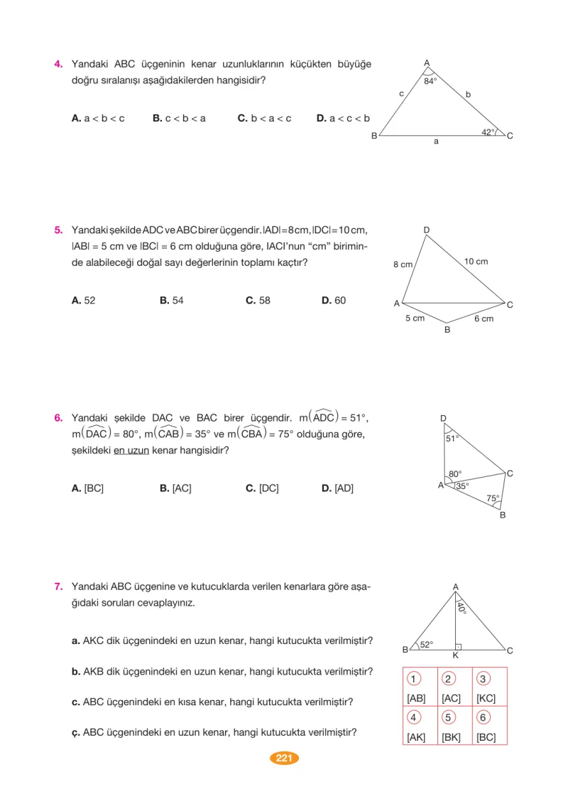 8. Sınıf Matematik Ders Kitabı Cevapları Berkay Yayınları Sayfa 221