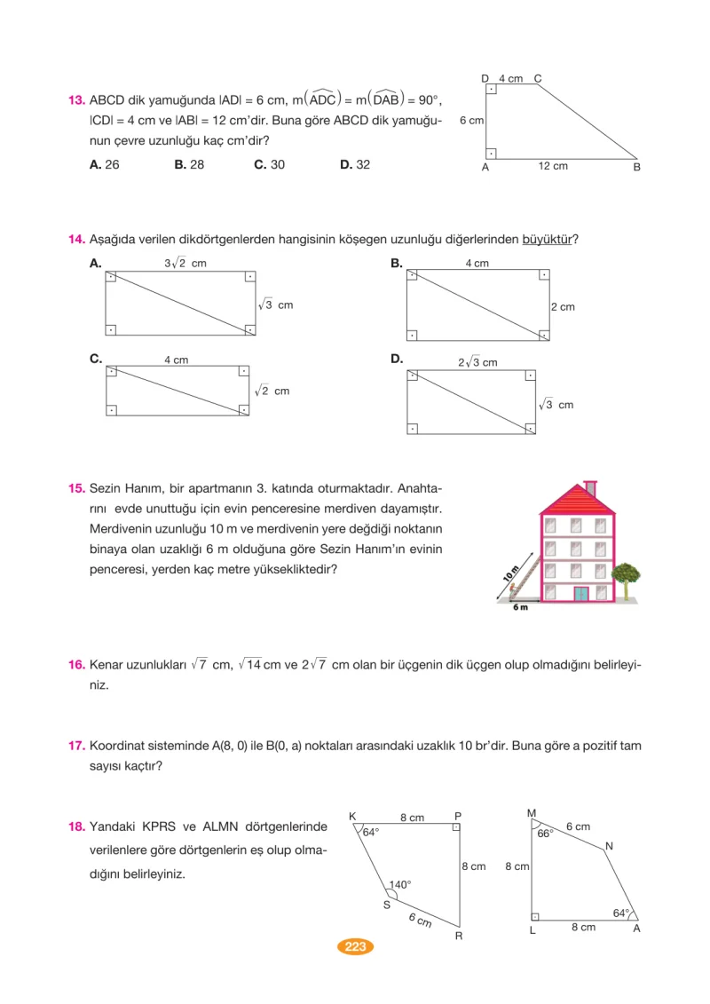 8. Sınıf Matematik Ders Kitabı Cevapları Berkay Yayınları Sayfa 223