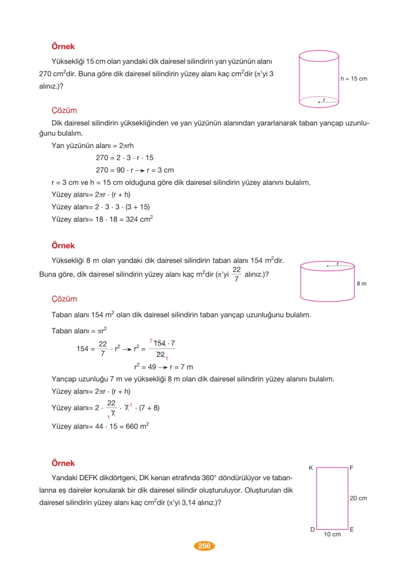 8. Sınıf Matematik Ders Kitabı Cevapları Berkay Yayınları Sayfa 256