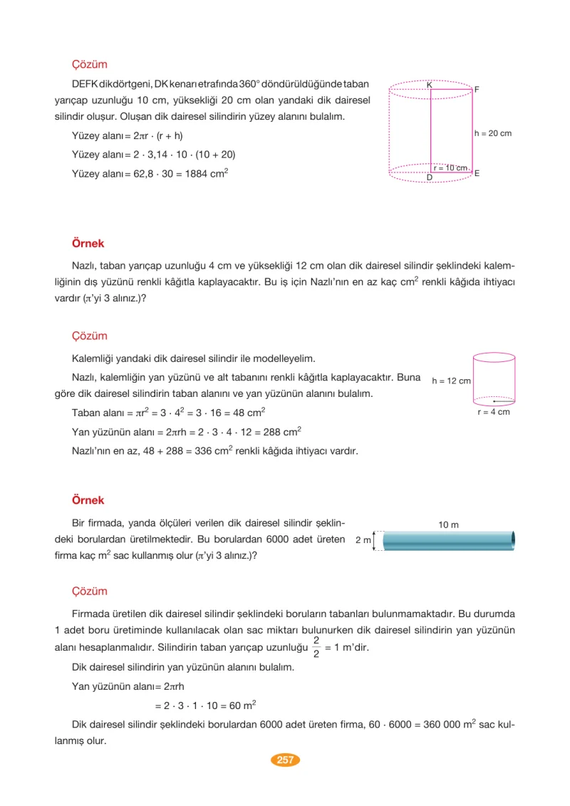 8. Sınıf Matematik Ders Kitabı Cevapları Berkay Yayınları Sayfa 257