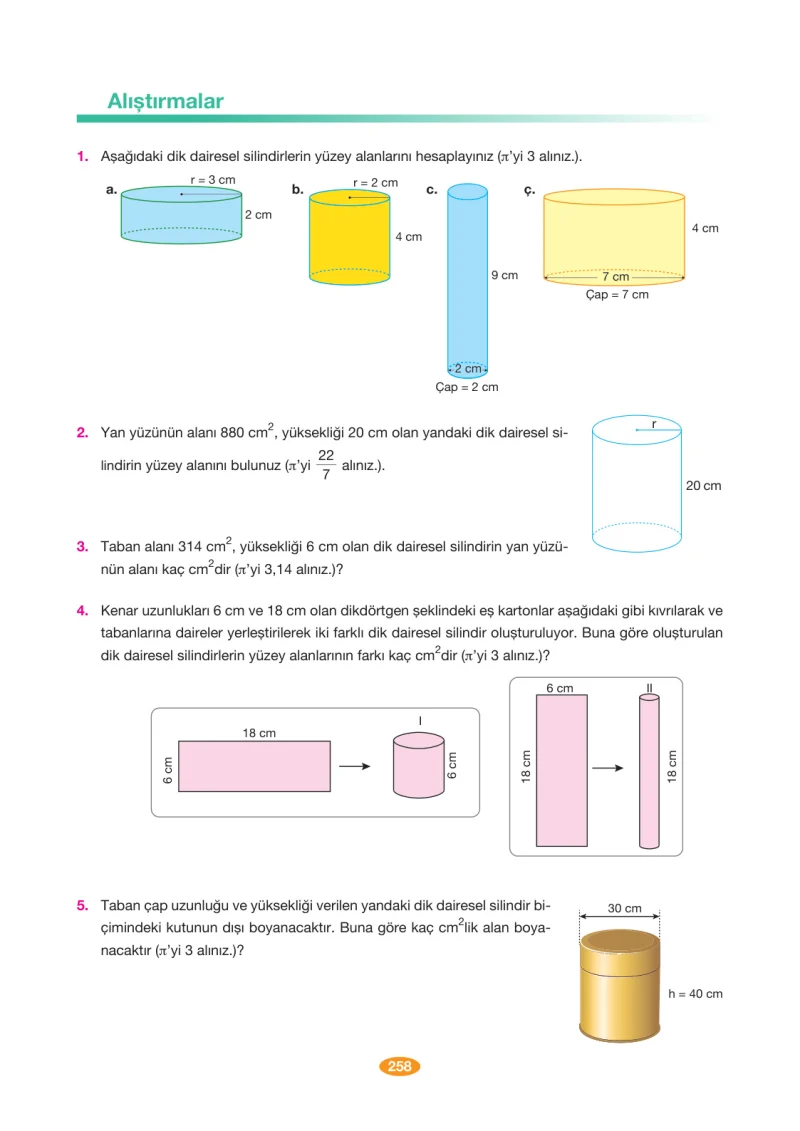 8. Sınıf Matematik Ders Kitabı Cevapları Berkay Yayınları Sayfa 258
