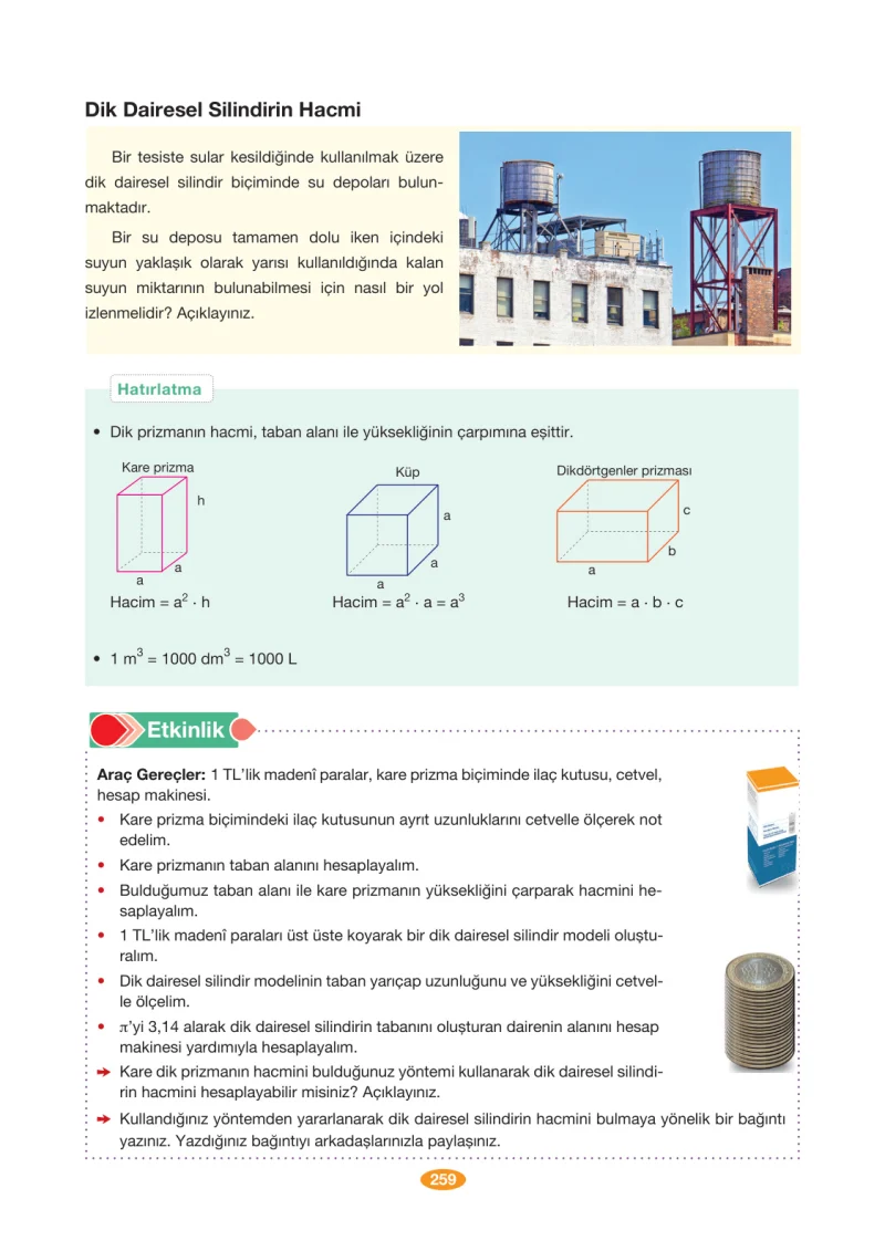 8. Sınıf Matematik Ders Kitabı Cevapları Berkay Yayınları Sayfa 259