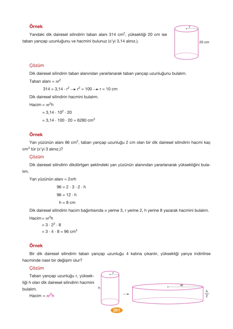 8. Sınıf Matematik Ders Kitabı Cevapları Berkay Yayınları Sayfa 261
