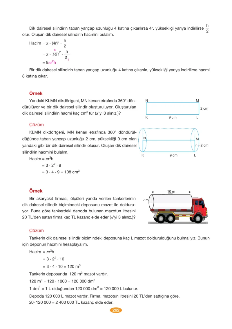 8. Sınıf Matematik Ders Kitabı Cevapları Berkay Yayınları Sayfa 262