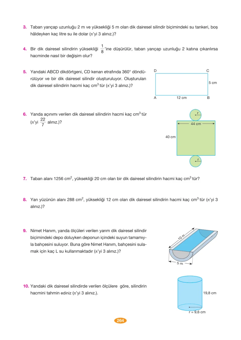 8. Sınıf Matematik Ders Kitabı Cevapları Berkay Yayınları Sayfa 264