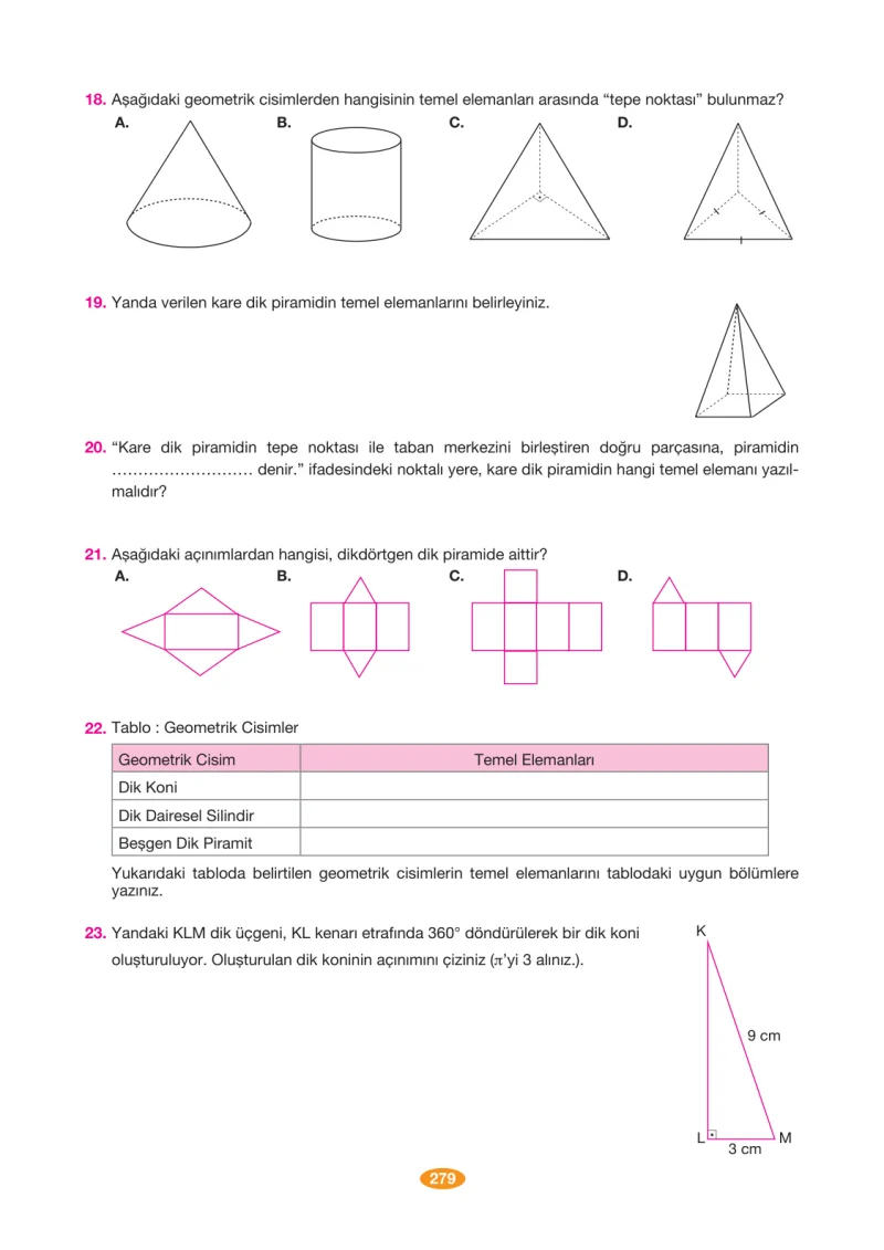8. Sınıf Matematik Ders Kitabı Cevapları Berkay Yayınları Sayfa 279