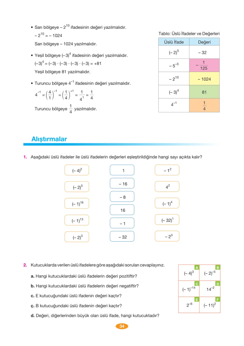 8. Sınıf Matematik Ders Kitabı Cevapları Berkay Yayınları Sayfa 34