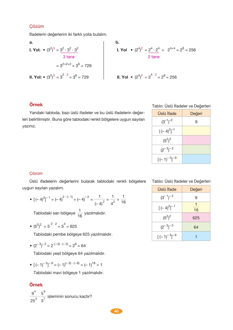 8. Sınıf Matematik Ders Kitabı Cevapları Berkay Yayınları Sayfa 40