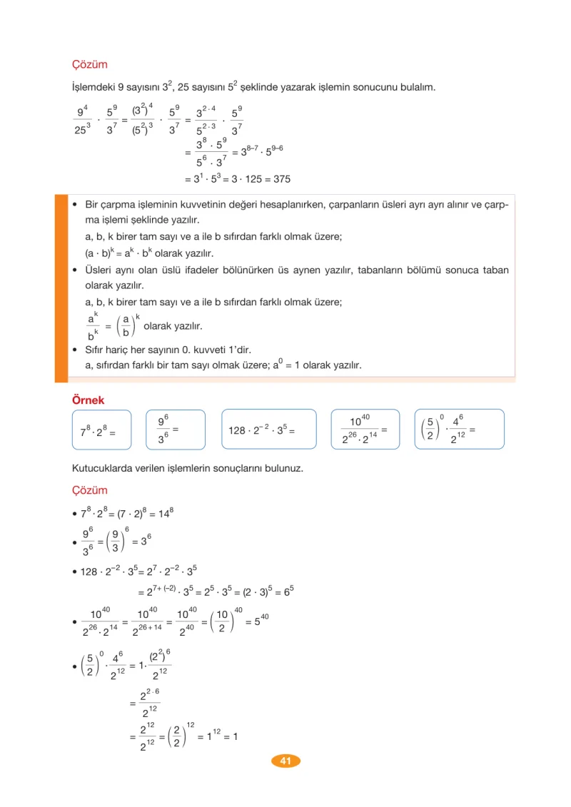 8. Sınıf Matematik Ders Kitabı Cevapları Berkay Yayınları Sayfa 41