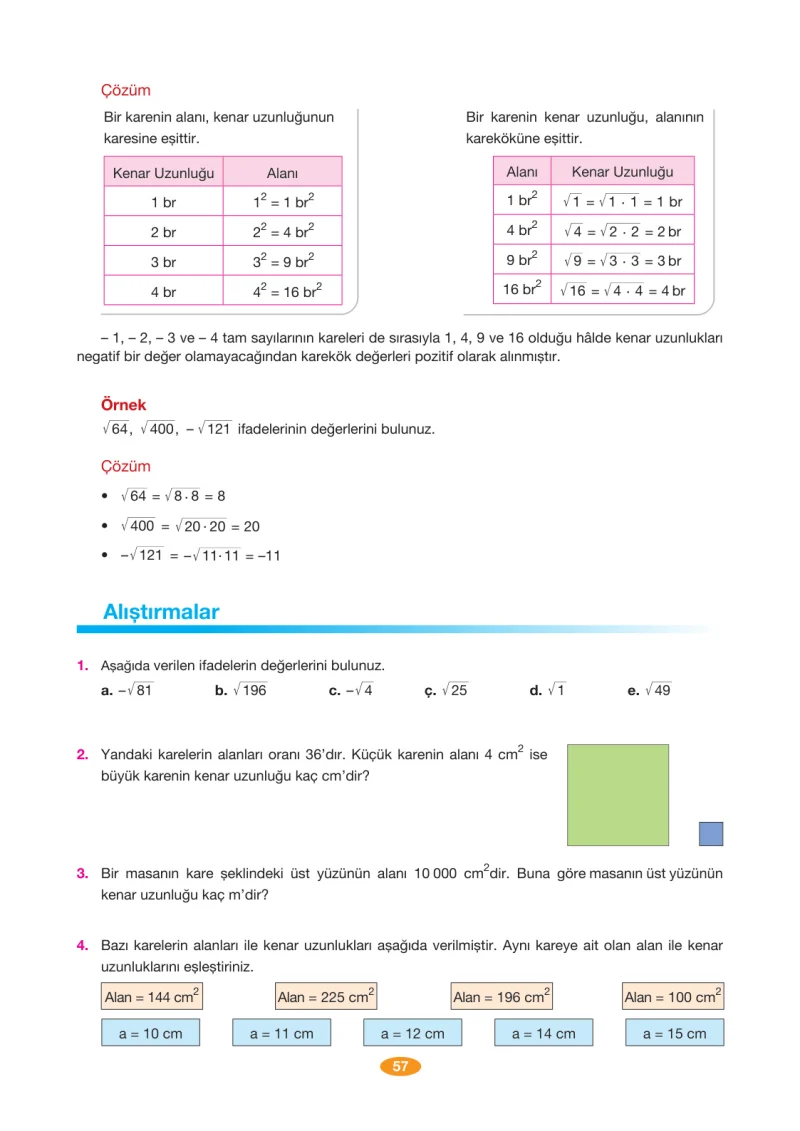 8. Sınıf Matematik Ders Kitabı Cevapları Berkay Yayınları Sayfa 57
