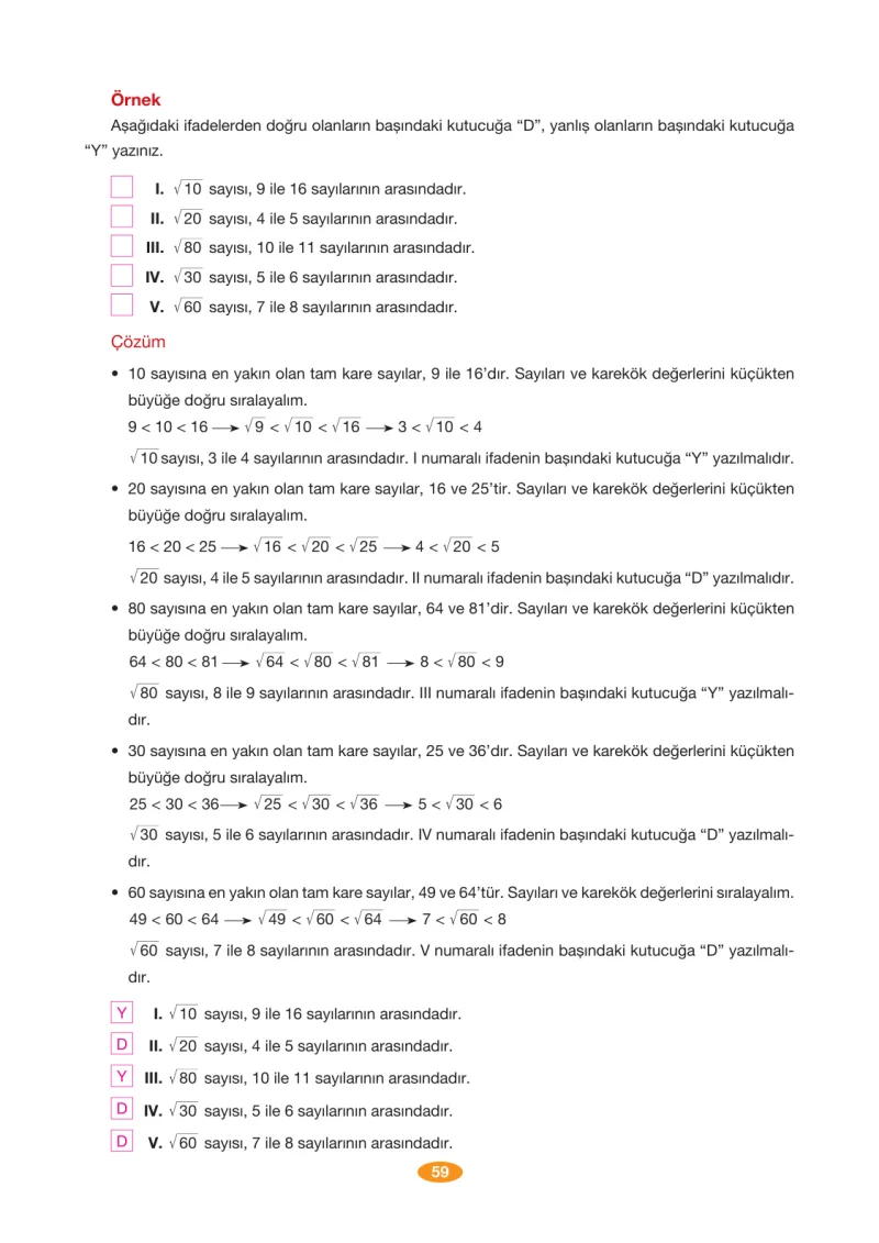 8. Sınıf Matematik Ders Kitabı Cevapları Berkay Yayınları Sayfa 59