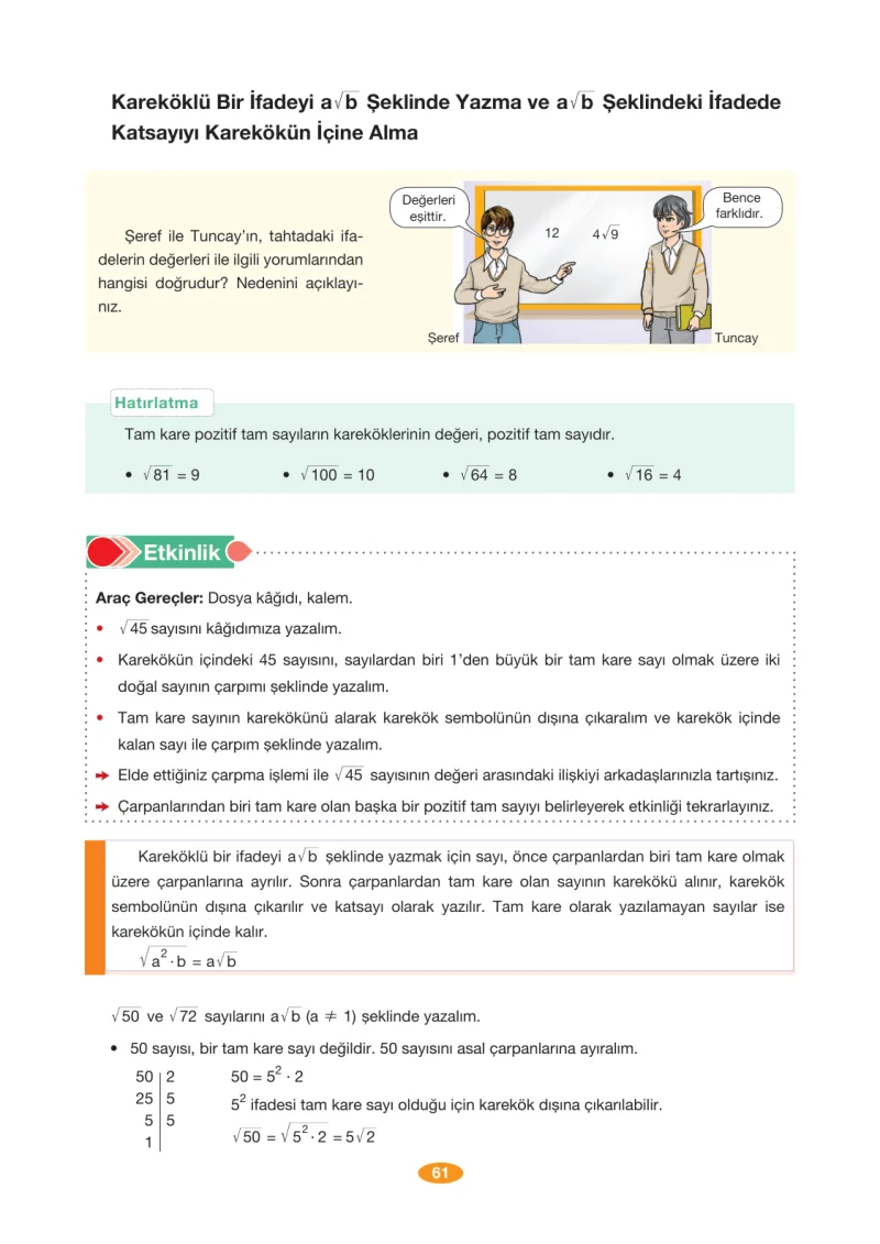 8. Sınıf Matematik Ders Kitabı Cevapları Berkay Yayınları Sayfa 61