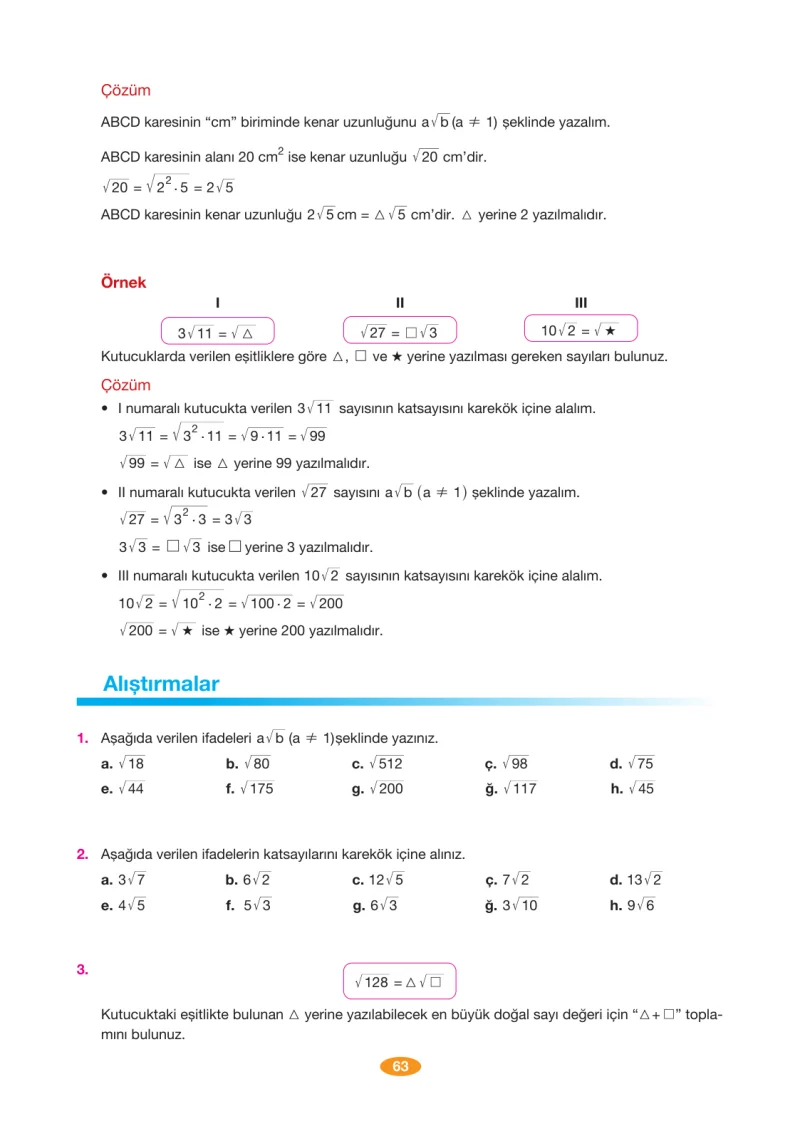 8. Sınıf Matematik Ders Kitabı Cevapları Berkay Yayınları Sayfa 63
